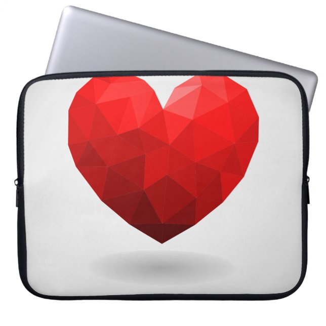 Liefde hart lage poly valentijn laptop sleeve (Voorkant)