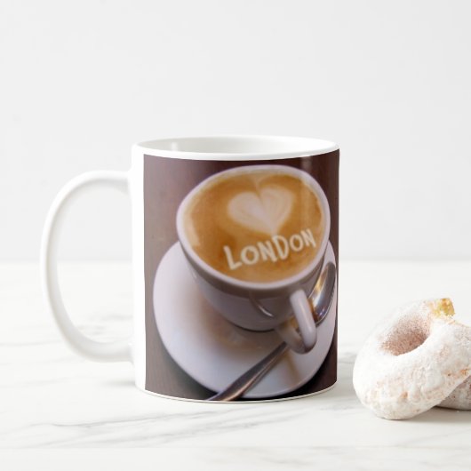 Liefde Hart Londen Cappuccino Koffiemok (Met donut)