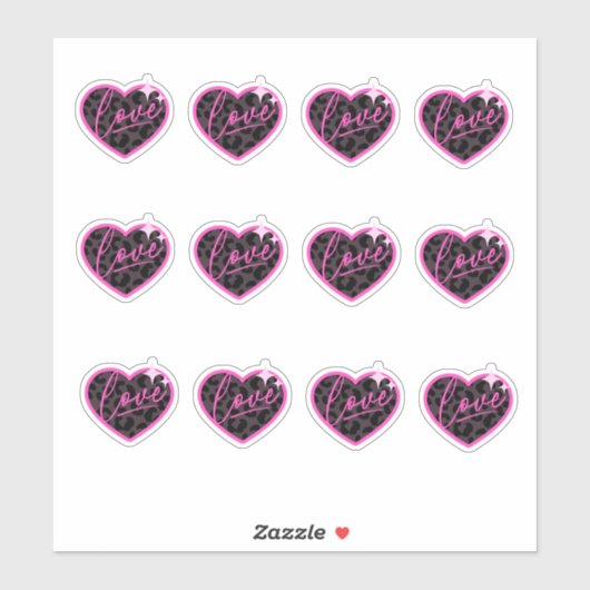 Liefde Hart Luipaard Print Sticker (Vel)