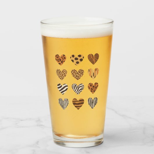 Liefde Hart Luipaard Schattig Valentijnsdag  Glas (Voorkant gevuld)
