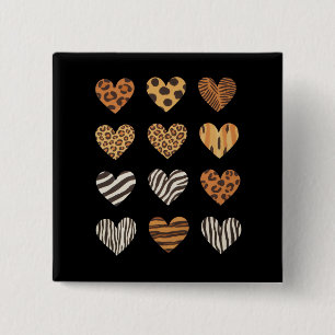Liefde Hart Luipaard Schattig Valentijnsdag Vierkante Button 5,1 Cm