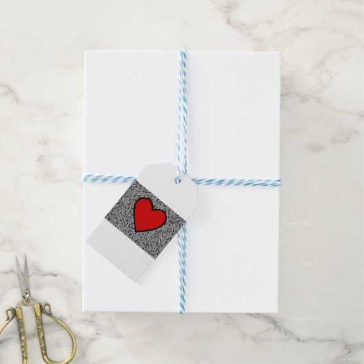 Liefde hart met Doodle label Cadeaulabel (Met Touw)