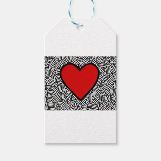 Liefde hart met Doodle label Cadeaulabel (Voorkant)