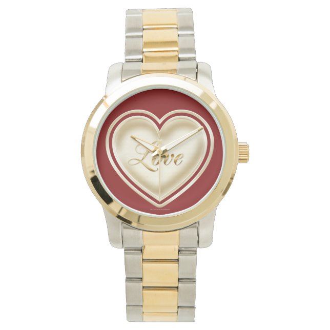 Liefde hart met het woord liefde horloge (Voorkant)