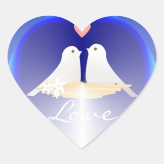 Liefde hart met kleine vogeltjes Sticker