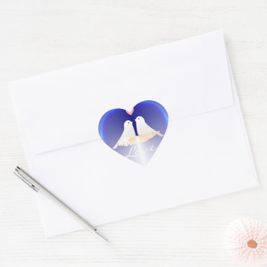 Liefde hart met kleine vogeltjes Sticker (Envelop)