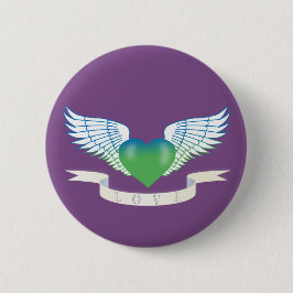 Liefde hart met vleugels ronde button 5,7 cm