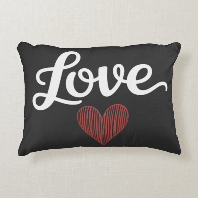 Liefde Hart Minimaal Typografie Romantisch Ontwerp Accent Kussen (Voorkant)