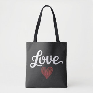 Liefde Hart Minimaal Typografie Romantisch Ontwerp Tote Bag
