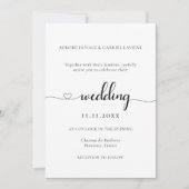 Liefde Hart Modern Elegant Zwart-Wit Bruiloft Kaart (Voorkant)