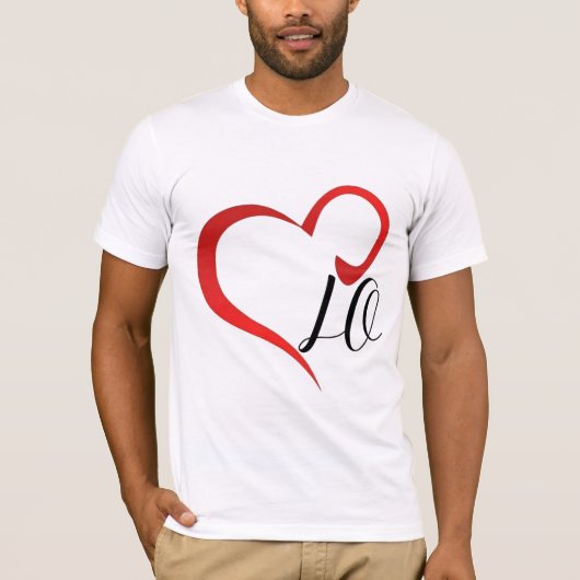 Liefde Hart Monogram Aangepaste Beginletters T-shirt (Voorkant)