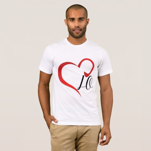 Liefde Hart Monogram Aangepaste Beginletters T-shirt (Voorkant volledig)