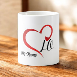 Liefde Hart Monogram Aangepaste Namen 2 Koffiemok