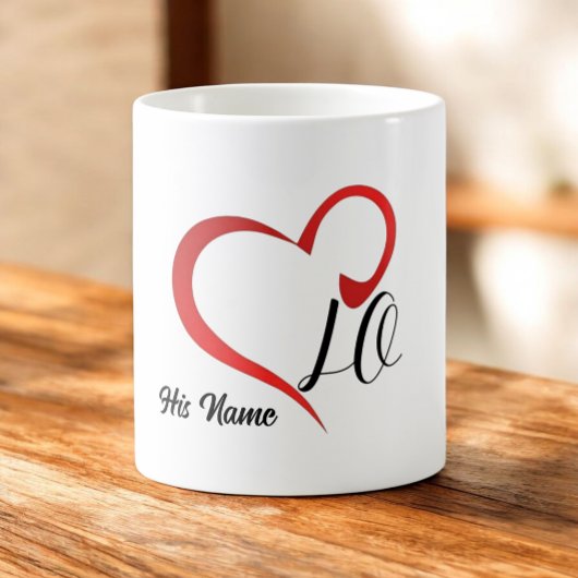 Liefde Hart Monogram Aangepaste Namen 2 Koffiemok