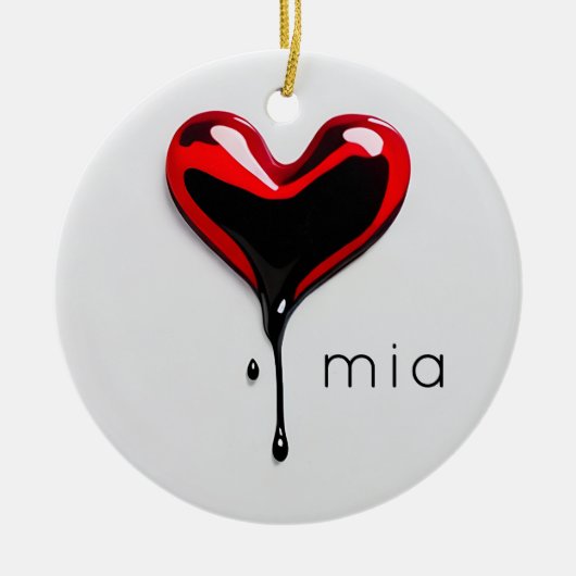 liefde hart monogram naam modern minimalistisch Ke Keramisch Ornament (Voorkant)