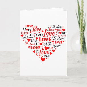 Liefde Hart Multitalig Ik Hou van Jou Romantisch V Kaart