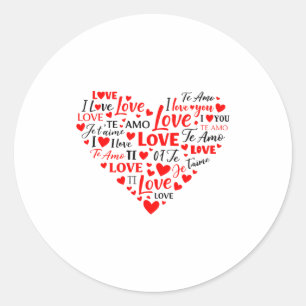 Liefde Hart Multitalig Ik Hou van Jou Romantisch V Ronde Sticker