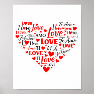 Liefde Hart Multitalig Ik Hou van Jou Romantische Poster