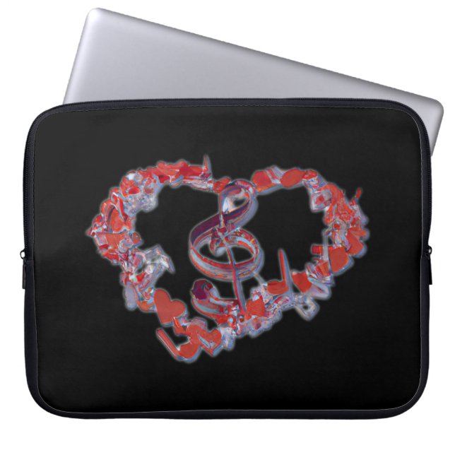 Liefde Hart Muziek Symbool Laptop Sleeve (Voorkant)