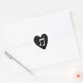 Liefde Hart Muzikale Nota Doodle Zwart op Wit Ronde Sticker (Envelop)