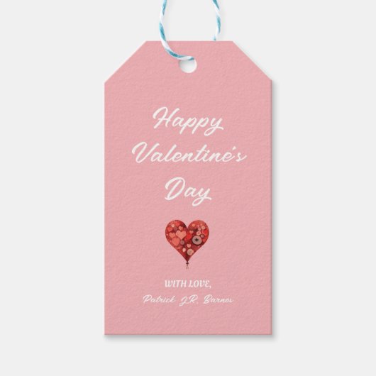 Liefde Hart op Roze: Valentijn Gift Label Cadeaulabel (Voorkant)