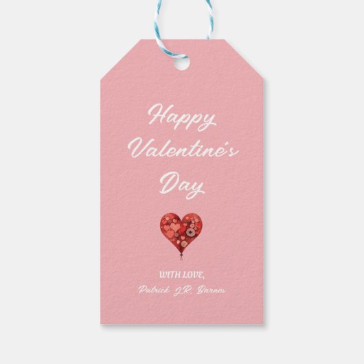 Liefde Hart op Roze: Valentijn Gift Label Cadeaulabel (Achterkant)