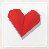 Liefde hart Origami Vector Illustratie Glazen Onderzetter (Voorkant)