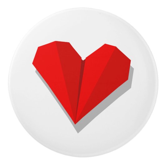 Liefde hart Origami Vector Illustratie Keramische Knop (Voorkant)