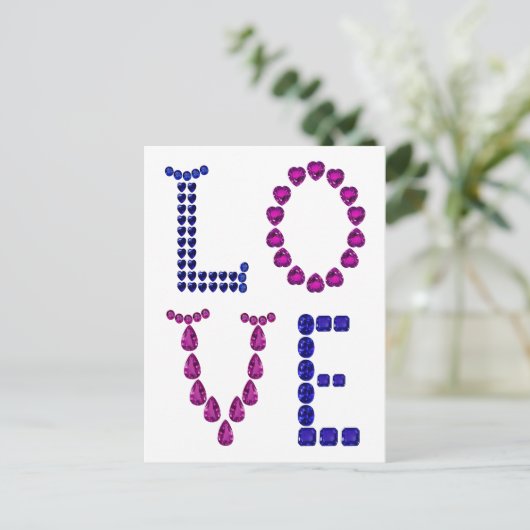 Liefde & hart Paars blauw Briefkaart (Staand voorkant)