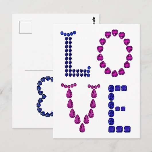 Liefde & hart Paars blauw Briefkaart (Voorkant / Achterkant)