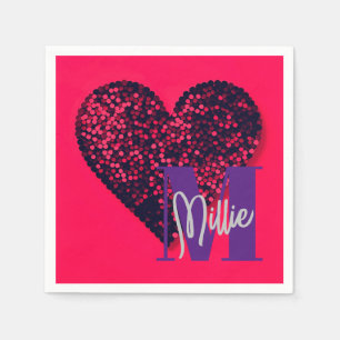 liefde hart pailletten glitters retro neon 80's se servet