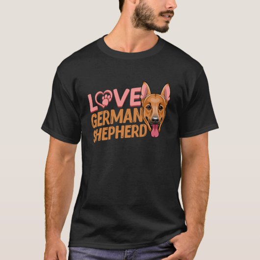 Liefde Hart Poot Duitse Herder Hond K9 T-shirt (Voorkant)