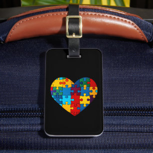 Liefde Hart Puzzel Acceptatie Autisme Bewustzijn Bagagelabel