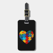 Liefde Hart Puzzel Acceptatie Autisme Bewustzijn Bagagelabel (Voorkant verticaal)