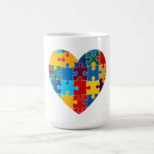 Liefde Hart Puzzel Acceptatie Autisme Bewustzijn Koffiemok