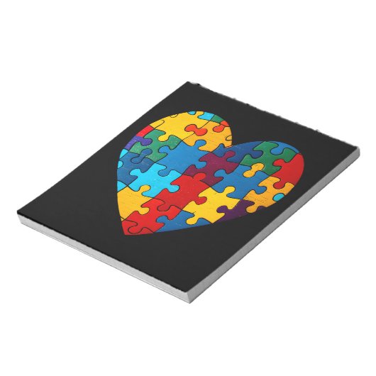 Liefde Hart Puzzel Acceptatie Autisme Bewustzijn Notitieblok (Linkerzijde)