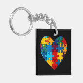 Liefde Hart Puzzel Acceptatie Autisme Bewustzijn Sleutelhanger (Voorkant Links)