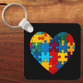 Liefde Hart Puzzel Acceptatie Autisme Bewustzijn Sleutelhanger (Voorkant)