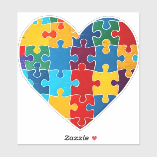 Liefde Hart Puzzel Acceptatie Autisme Bewustzijn Sticker (Vel)
