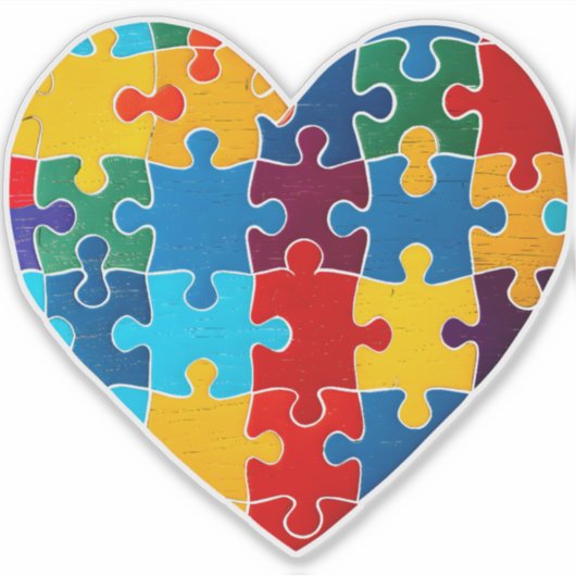 Liefde Hart Puzzel Acceptatie Autisme Bewustzijn Sticker (Voorkant)