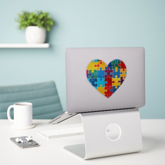 Liefde Hart Puzzel Acceptatie Autisme Bewustzijn Sticker (Laptop op bureau)