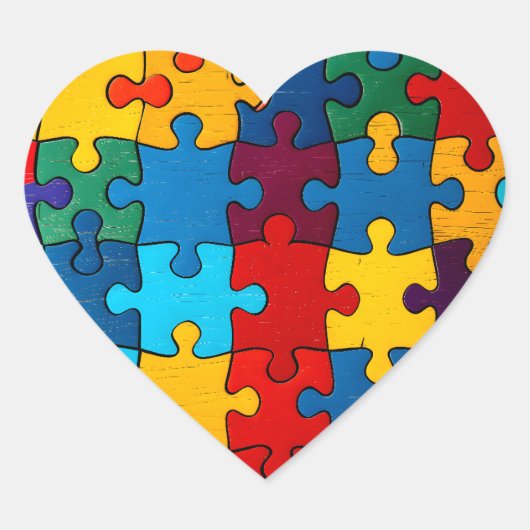 Liefde Hart Puzzel Acceptatie Autisme Bewustzijn Sticker (Voorkant)