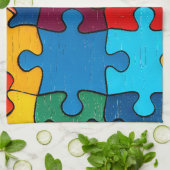 Liefde Hart Puzzel Acceptatie Autisme Bewustzijn Theedoek (Gevouwen)