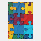 Liefde Hart Puzzel Acceptatie Autisme Bewustzijn Theedoek (Verticaal)