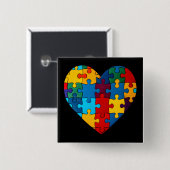 Liefde Hart Puzzel Acceptatie Autisme Bewustzijn Vierkante Button 5,1 Cm (Voorkant /achterkant)