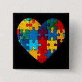 Liefde Hart Puzzel Acceptatie Autisme Bewustzijn Vierkante Button 5,1 Cm (Voorkant)