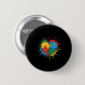 Liefde Hart Puzzel Stuk Acceptatie Autisme Awarene Ronde Button 5,7 Cm (Voorkant /achterkant)