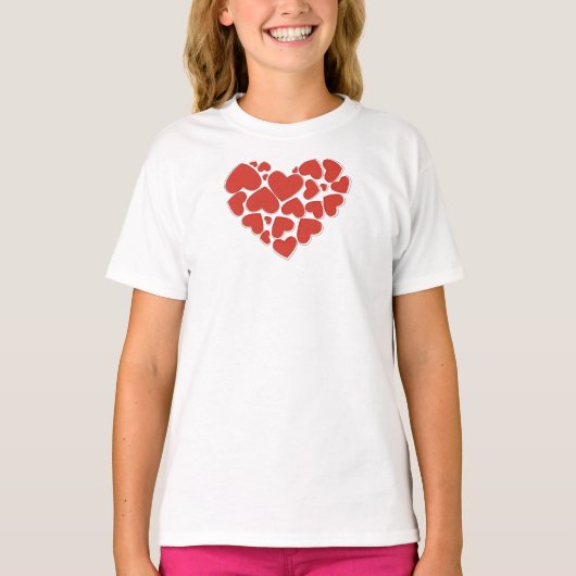 Liefde, hart, rode harten, Valentijnsdag T-shirt (Voorkant)