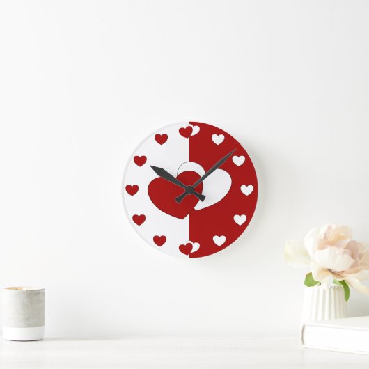 Liefde hart rond de klok - rode en witte klok (Huis)