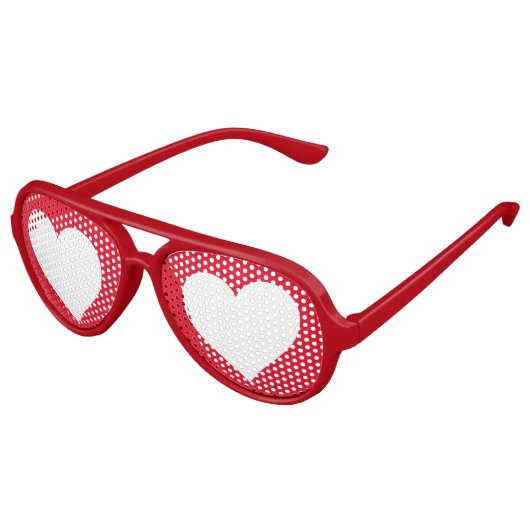 Liefde Hart Rood en Wit Romantisch Aviator Zonnebril (Gekanteld)